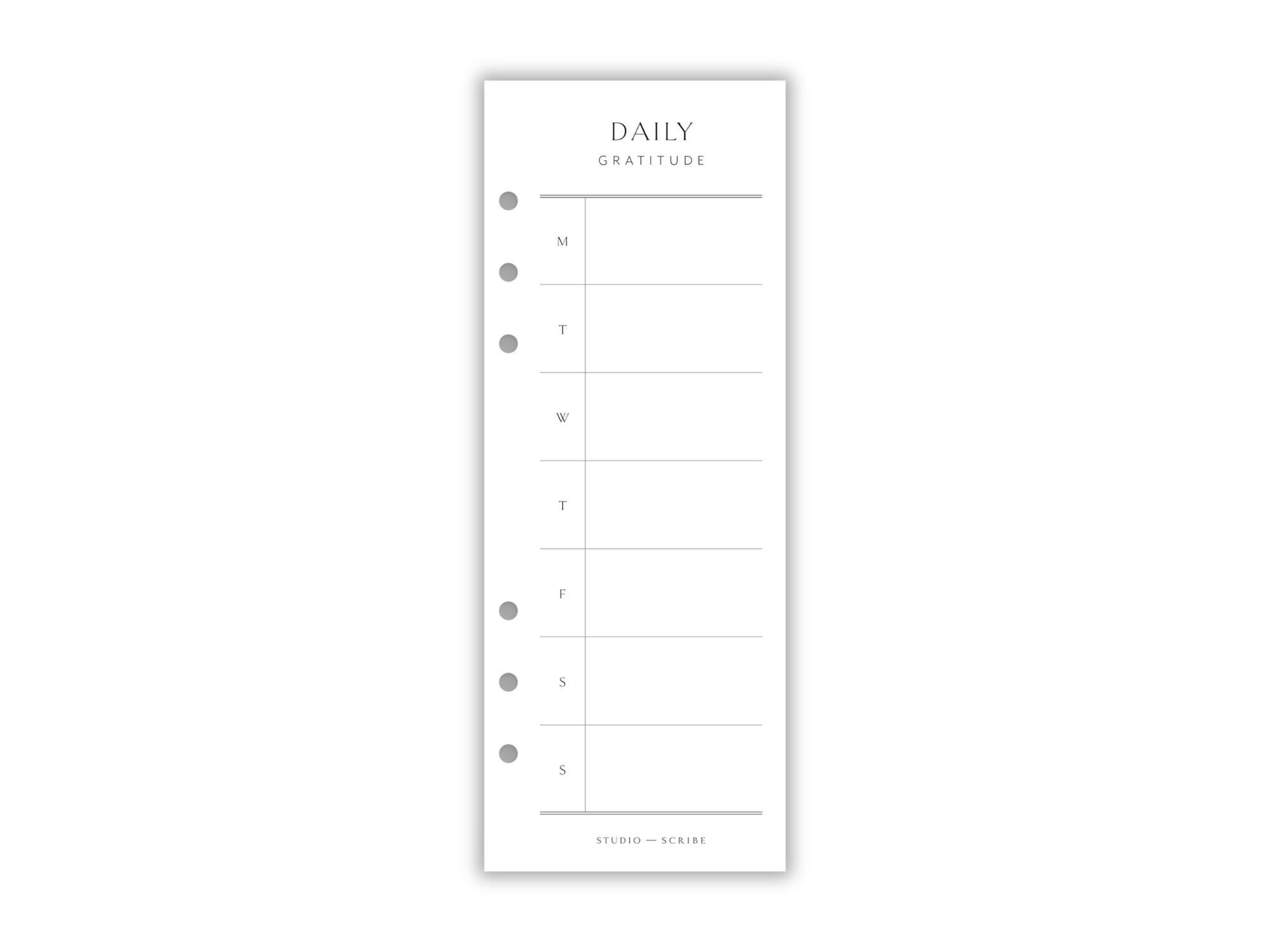 Printed Slimline Daily Gratitude Overlay | Planner Pages | A5 Compatible