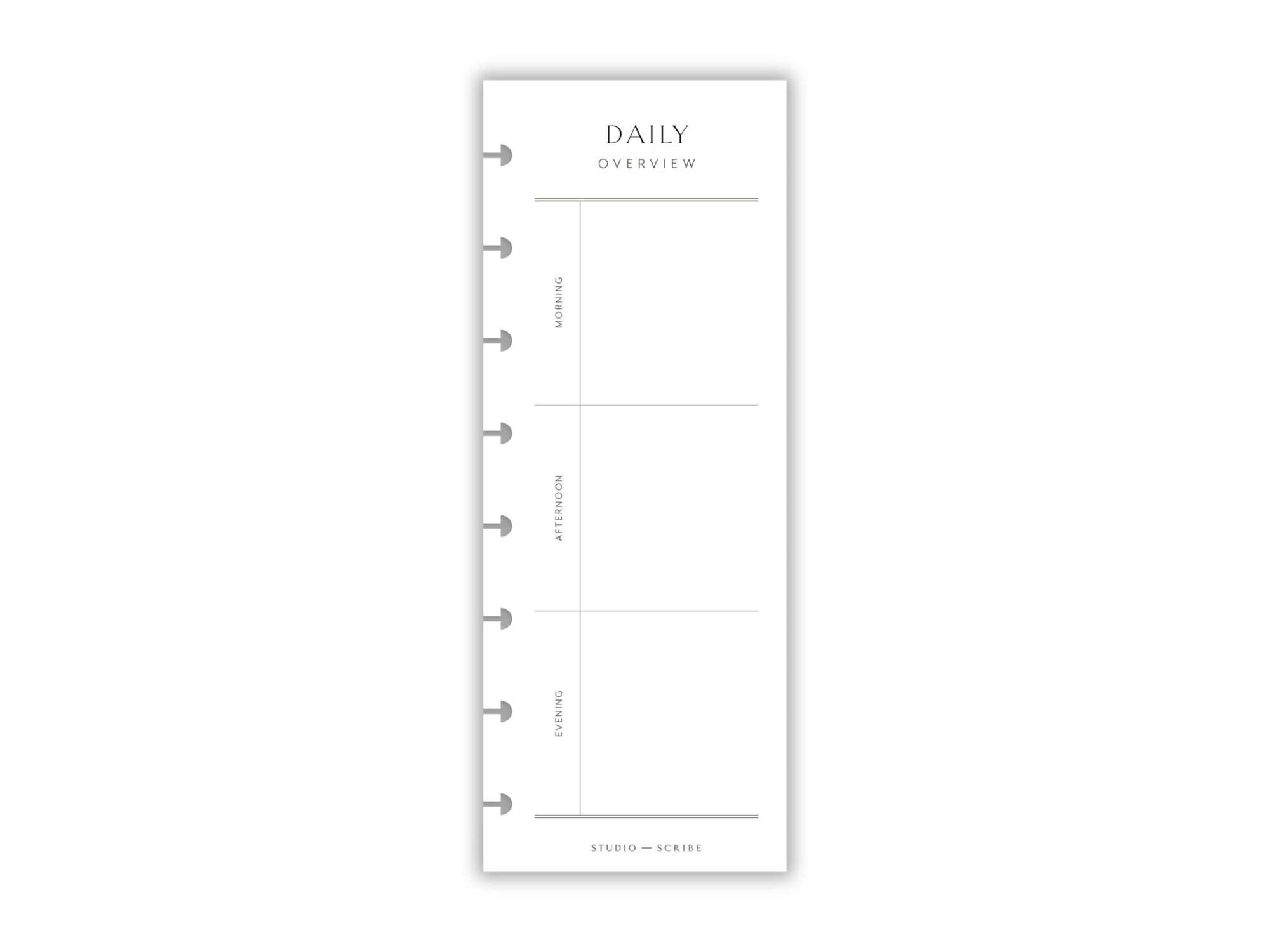 Printed Slimline Daily Overview Overlay | Planner Pages | A5 Compatible