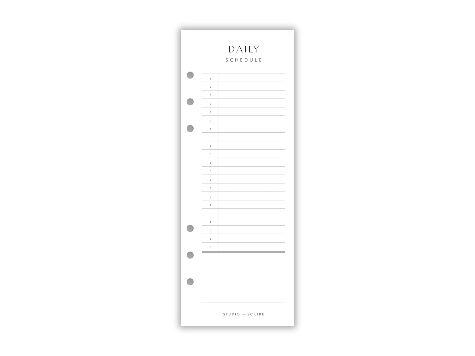 Printed Slimline Daily Schedule Overlay | Planner Pages | A5 Compatible