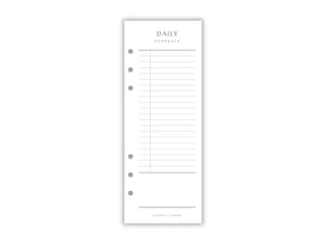 Printed Slimline Daily Schedule Overlay | Planner Pages | A5 Compatible