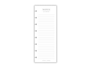 Printed Slimline Notes & Ideas Overlay | Planner Pages | A5 Compatible