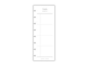 Printed Slimline 'This Month' Overlay | Planner Pages | A5 Compatible