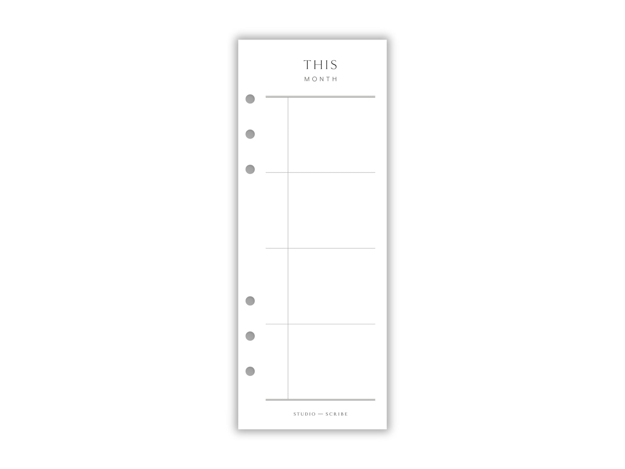 Printed Slimline 'This Month' Overlay | Planner Pages | A5 Compatible