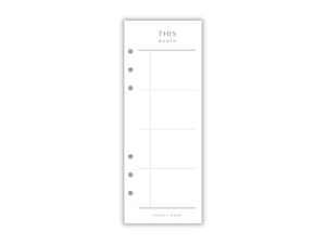 Printed Slimline 'This Month' Overlay | Planner Pages | A5 Compatible