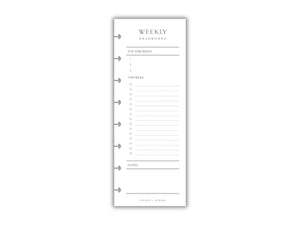 Printed Slimline Weekly Dashboard Overlay | Planner Pages | A5 Compatible