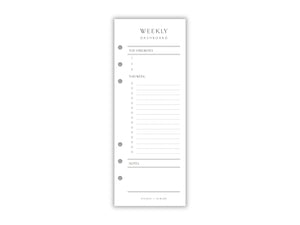 Printed Slimline Weekly Dashboard Overlay | Planner Pages | A5 Compatible