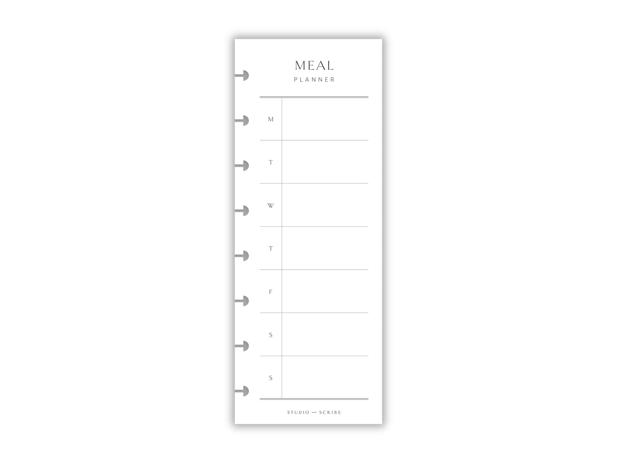 Printed Slimline Weekly Meal Planner Overlay | Planner Pages | A5 Compatible