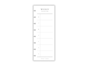 Printed Slimline Weekly Overview Overlay | Planner Pages | A5 Compatible