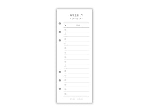 Printed Slimline Weekly Reminders Overlay | Planner Pages | A5 Compatible