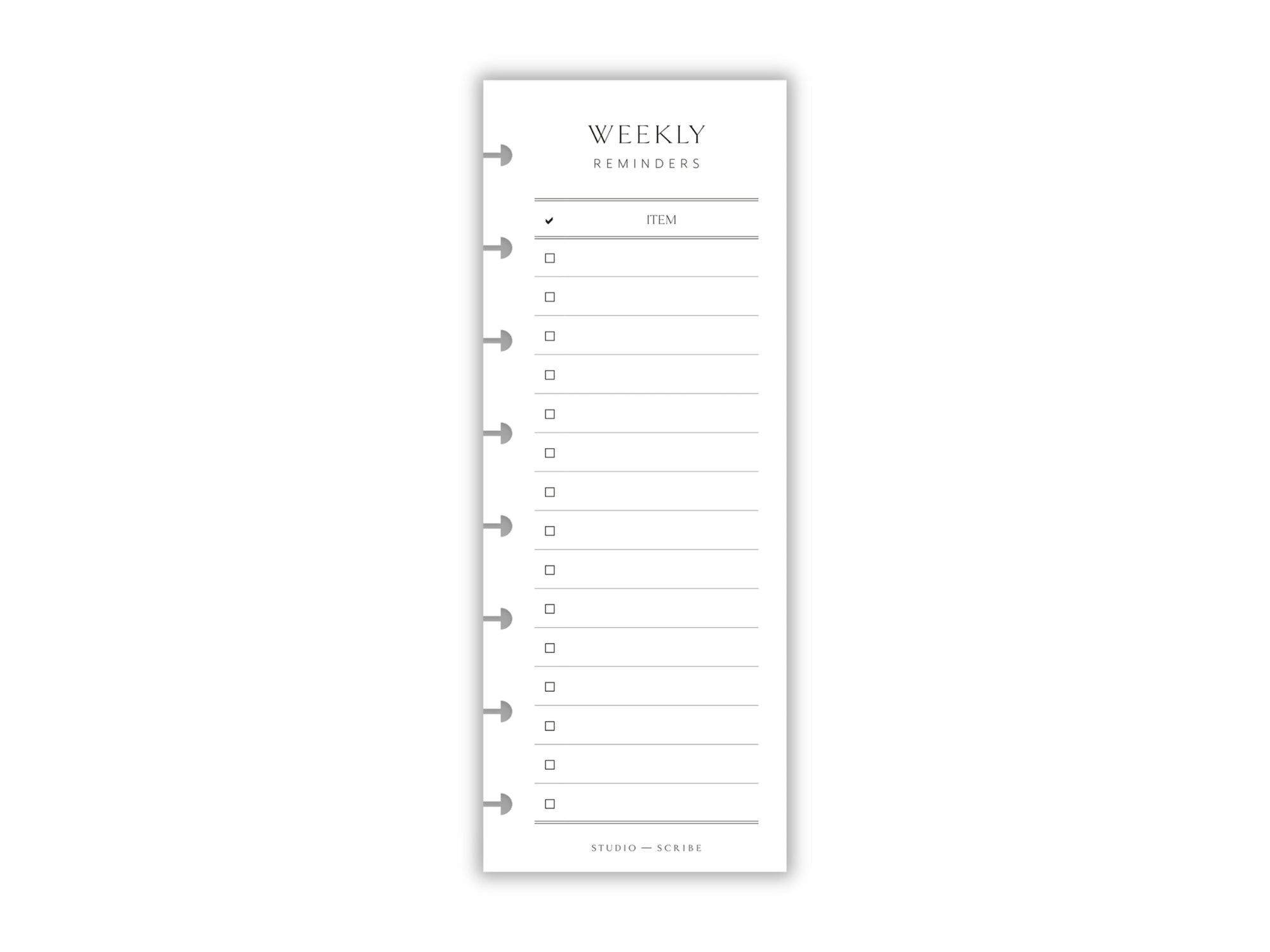 Printed Slimline Weekly Reminders Overlay | Planner Pages | A5 Compatible