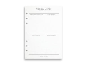 Printed Weekly Meals Pre-Planning Pages | Planner Pages | A5