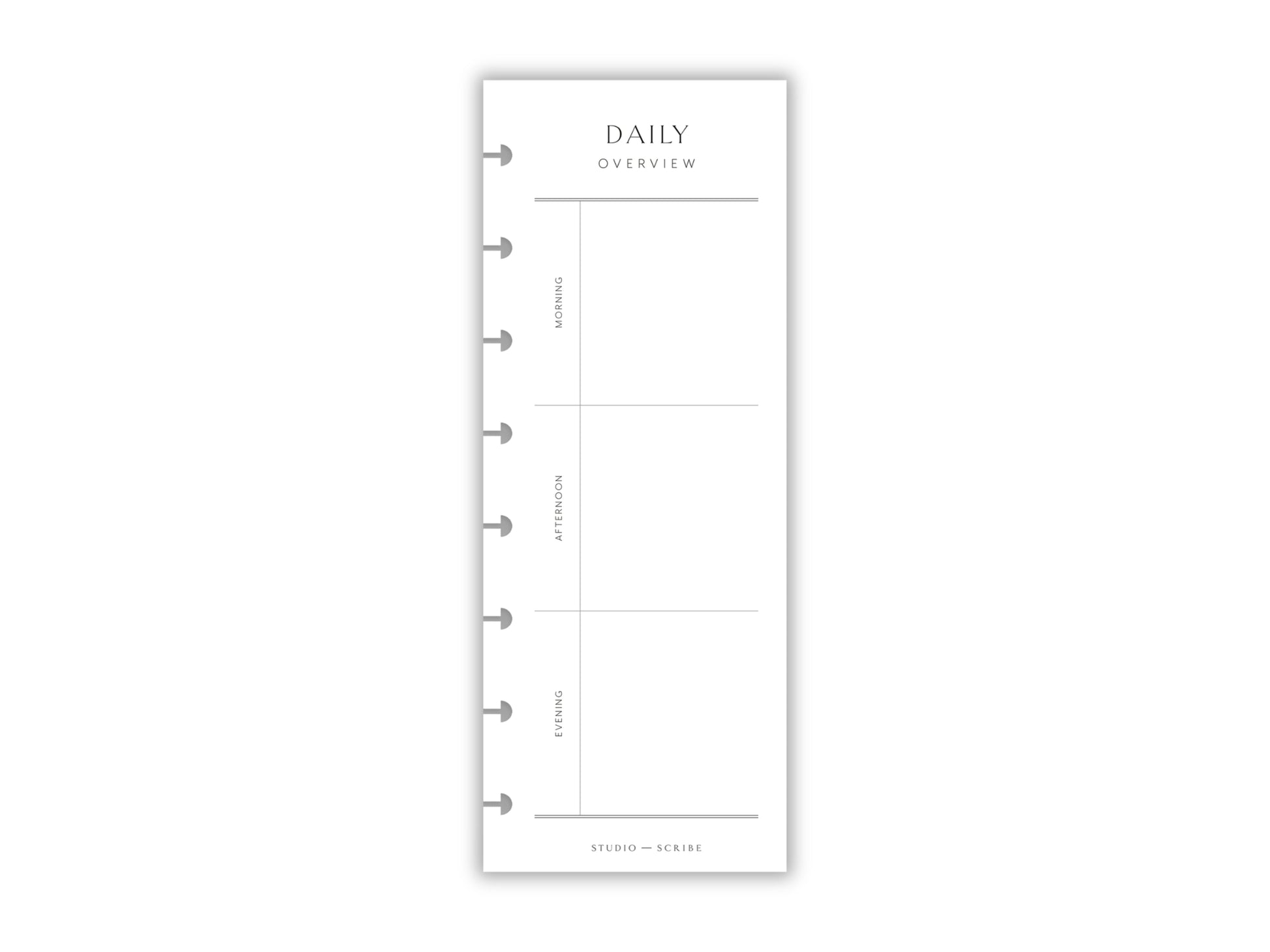 Cutout image of slimline daily planner insert