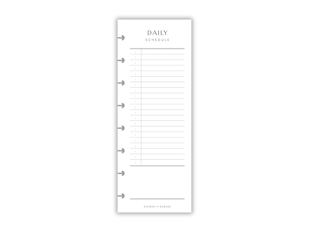 Cutout image of daily schedule slimline planner insert