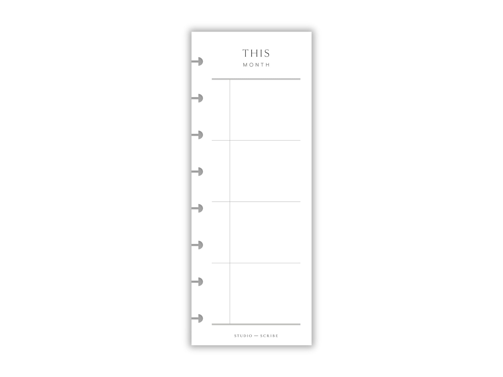 Cutout image of slimline 'this month' planner page