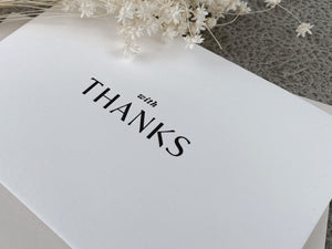 Thank You Greeting Card | Letterpress 'With Thanks' | A6