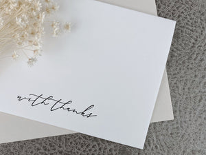 Thank You Greeting Card | Letterpress 'With Thanks' | A6