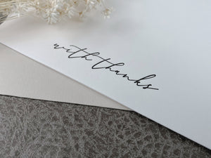 Thank You Greeting Card | Letterpress 'With Thanks' | A6