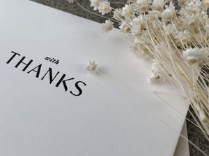 Thank You Greeting Card | Letterpress 'With Thanks' | A6