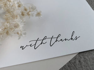 Thank You Greeting Card | Letterpress 'With Thanks' | A6