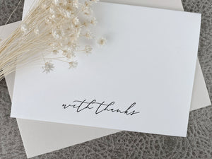 Thank You Greeting Card | Letterpress 'With Thanks' | A6