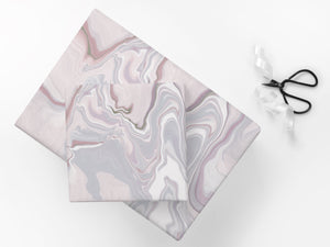 10x Gift Wrap Sheets - Rolled | Abstract Marble | Pink
