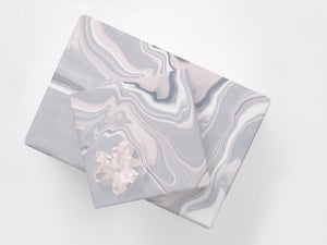 10x Gift Wrap Sheets - Rolled | Abstract Marble | Pink & Grey