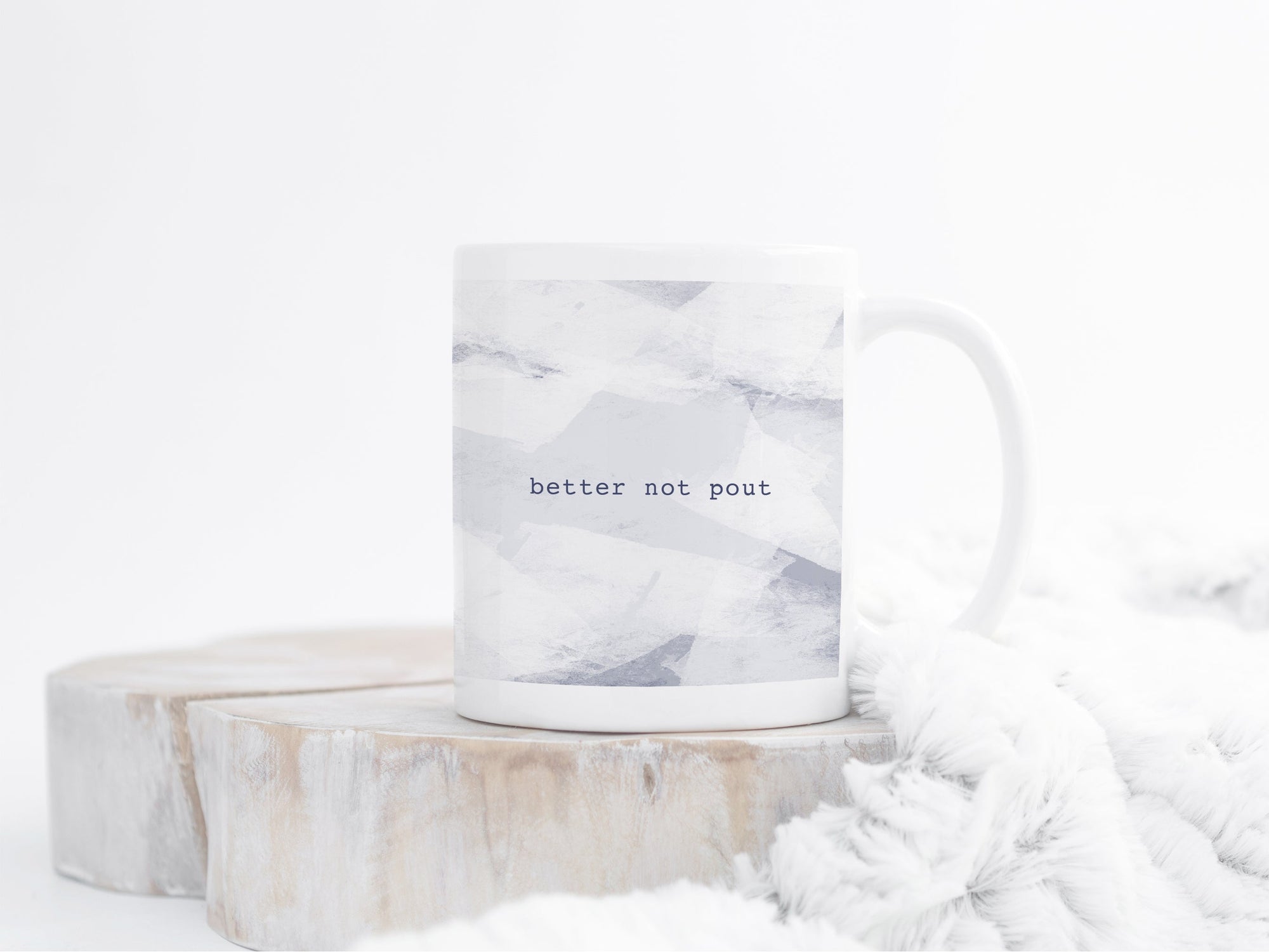 Ceramic Christmas Mug | Ice Abstract Design | Better Not Pout | Blue