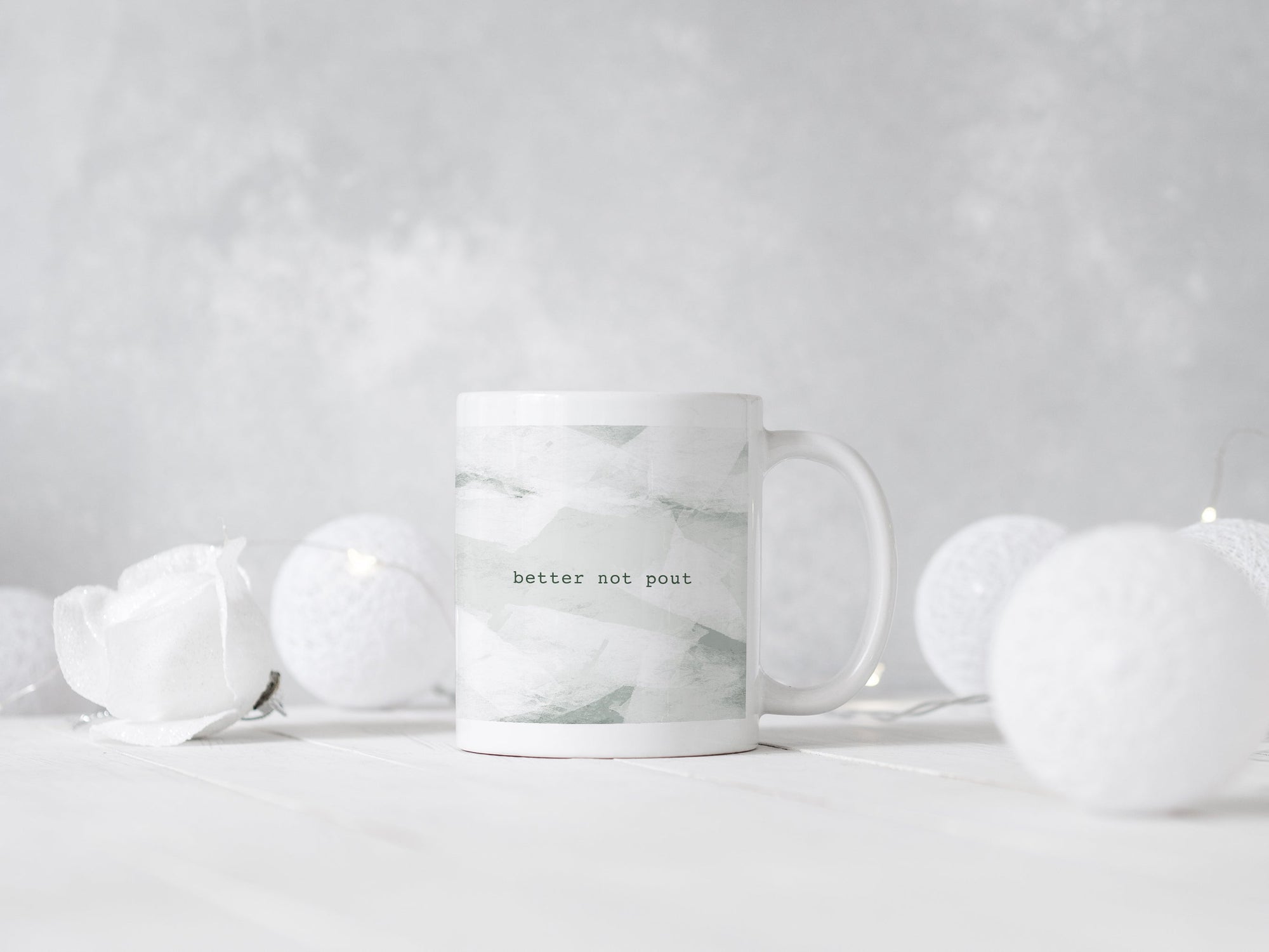 Ceramic Christmas Mug | Ice Abstract Design | Better Not Pout | Green