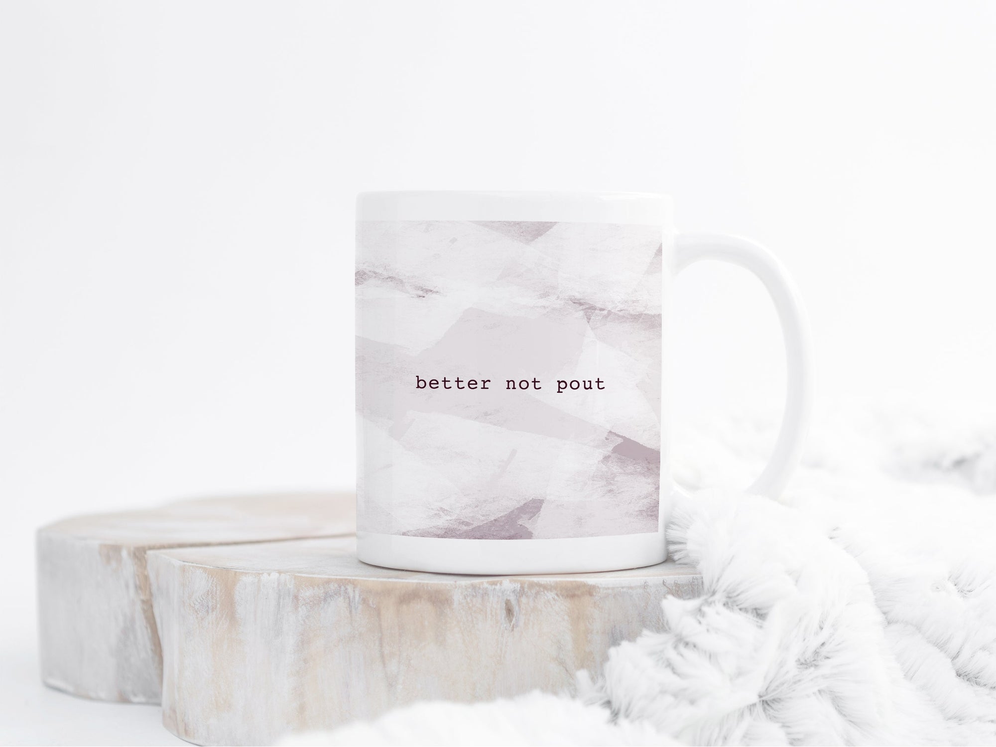 Ceramic Christmas Mug | Ice Abstract Design | Better Not Pout | Pink