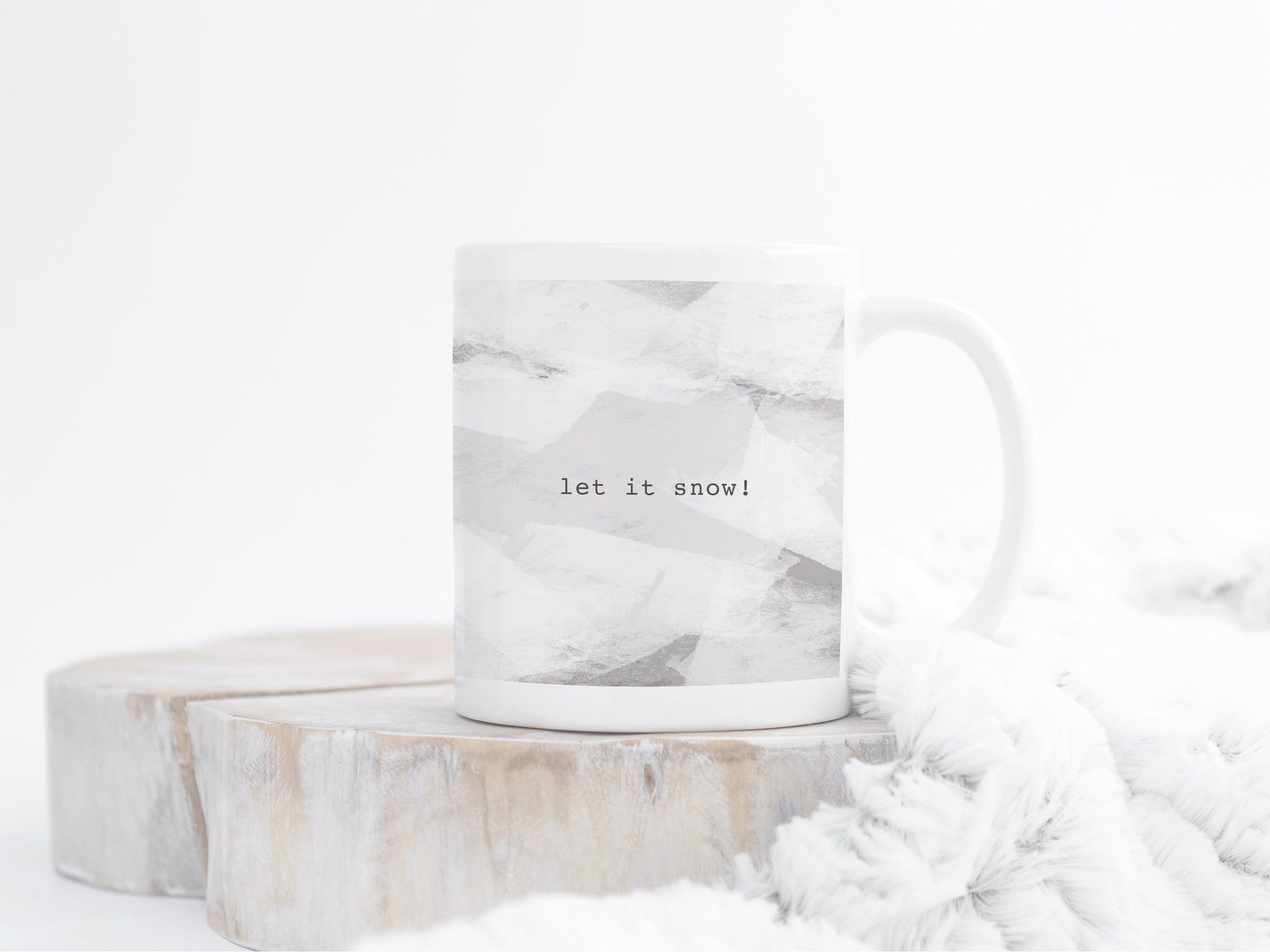 Ceramic Christmas Mug | Ice Abstract Design | Let it Snow | Grey