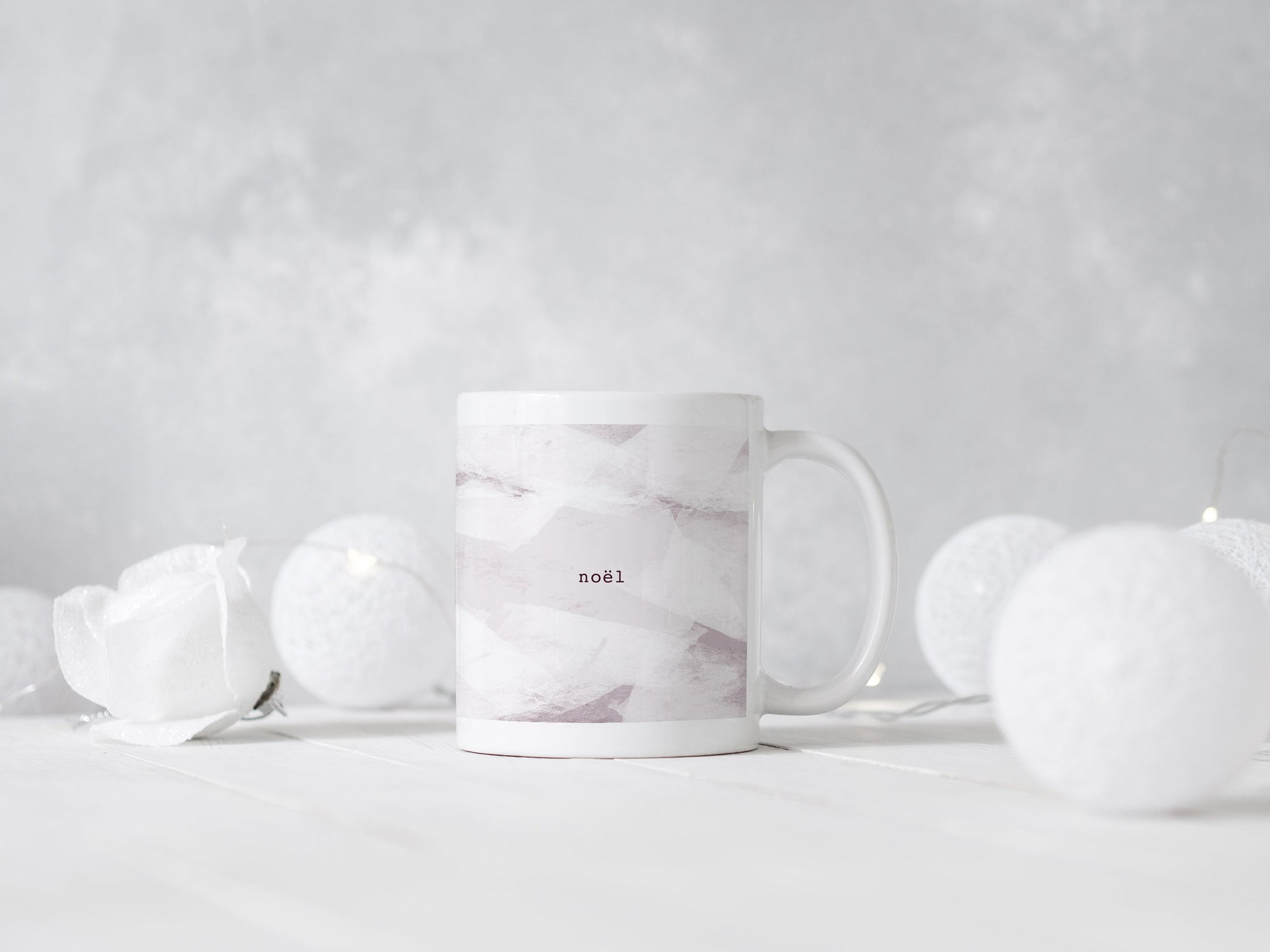 Ceramic Christmas Mug | Ice Abstract Design | Noel | Pink