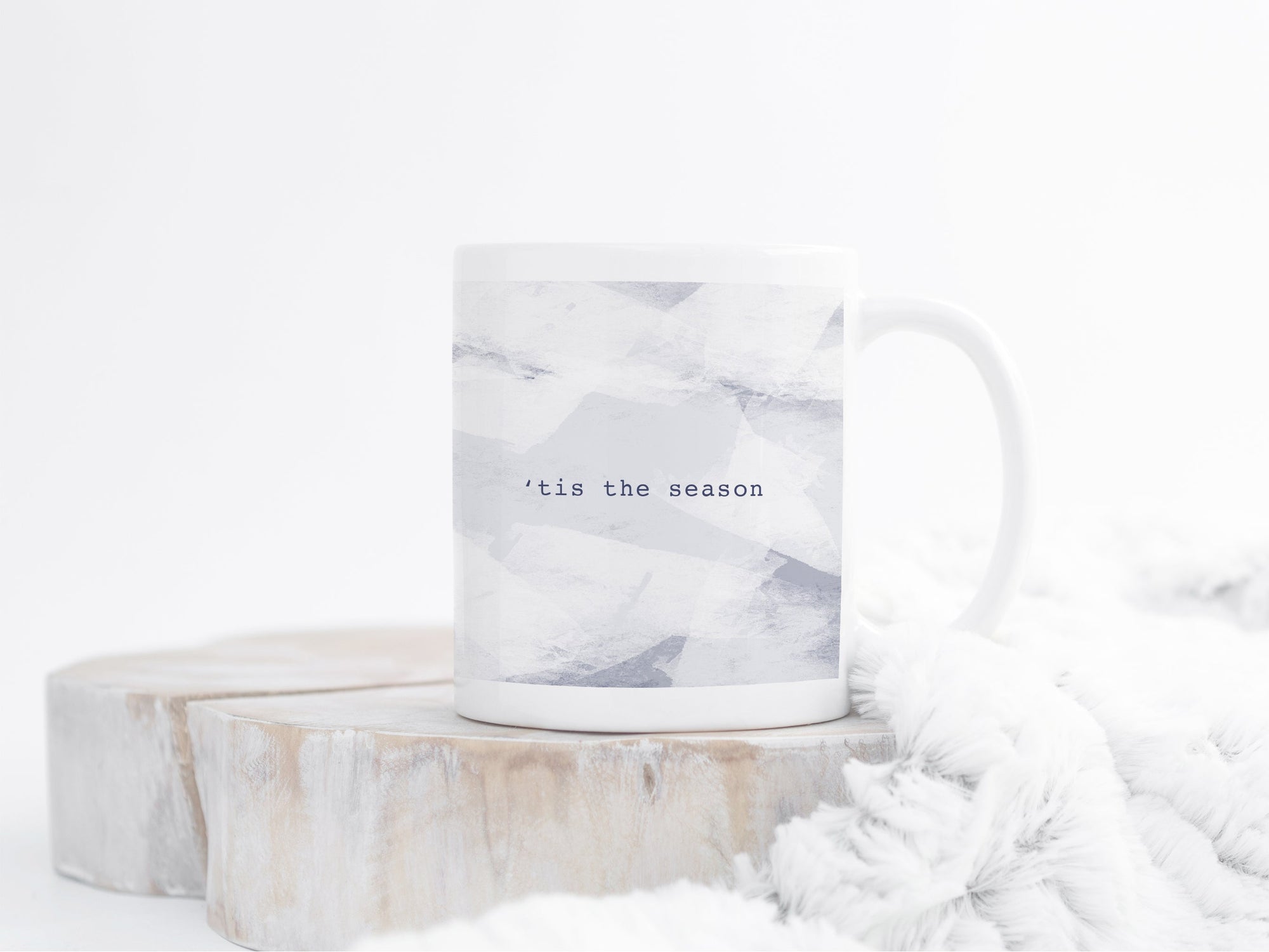 Ceramic Christmas Mug | Ice Abstract Design | 'Tis the Season | Blue