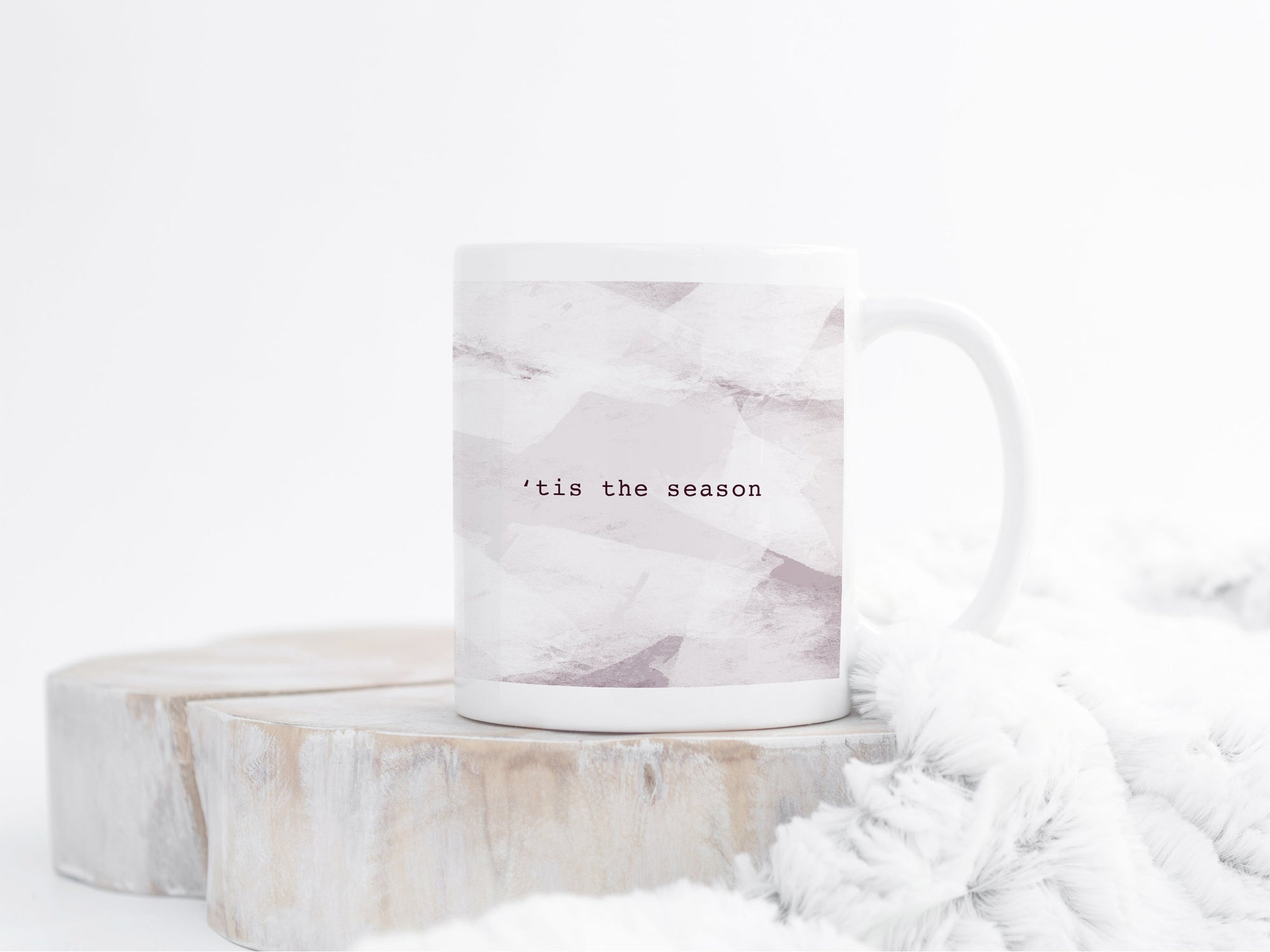 Ceramic Christmas Mug | Ice Abstract Design | 'Tis the Season | Pink