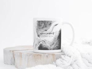 Ceramic Latin Mug | Coastline Abstract Design | Black | Remember to Live