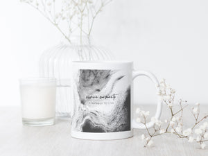 Ceramic Latin Mug | Coastline Abstract Design | Black | Remember to Live