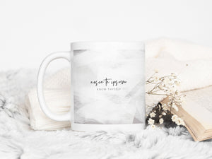 Ceramic Latin Mug | Ice Abstract Design | Grey | Know Thyself