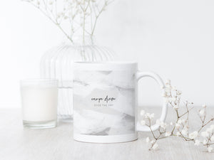 Ceramic Latin Mug | Ice Abstract Design | Grey | Seize the Day