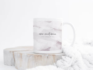 Ceramic Latin Mug | Ice Abstract Design | Pink | Love Conquers All