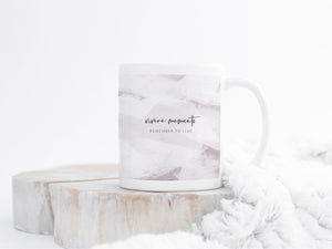 Ceramic Latin Mug | Ice Abstract Design | Pink | Remember to Live
