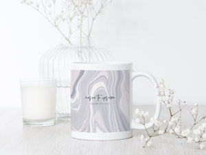 Ceramic Latin Mug | Marble Abstract Design | Pink & Grey | Know Thyself