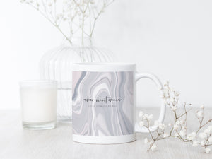 Ceramic Latin Mug | Marble Abstract Design | Pink & Grey | Love Conquers All