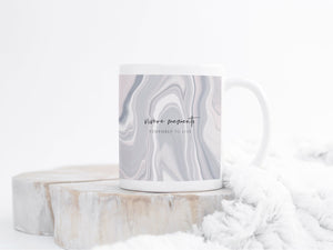 Ceramic Latin Mug | Marble Abstract Design | Pink & Grey | Remember to Live
