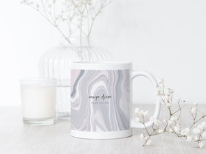 Ceramic Latin Mug | Marble Abstract Design | Pink & Grey | Seize the Day