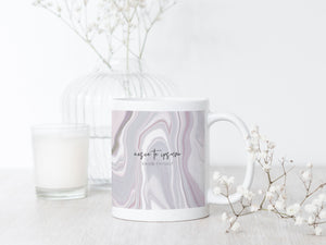 Ceramic Latin Mug | Marble Abstract Design | Pink | Know Thyself