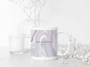 Ceramic Latin Mug | Marble Abstract Design | Pink | Love Conquers All