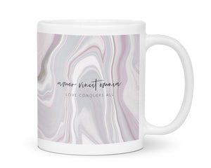 Ceramic Latin Mug | Marble Abstract Design | Pink | Love Conquers All