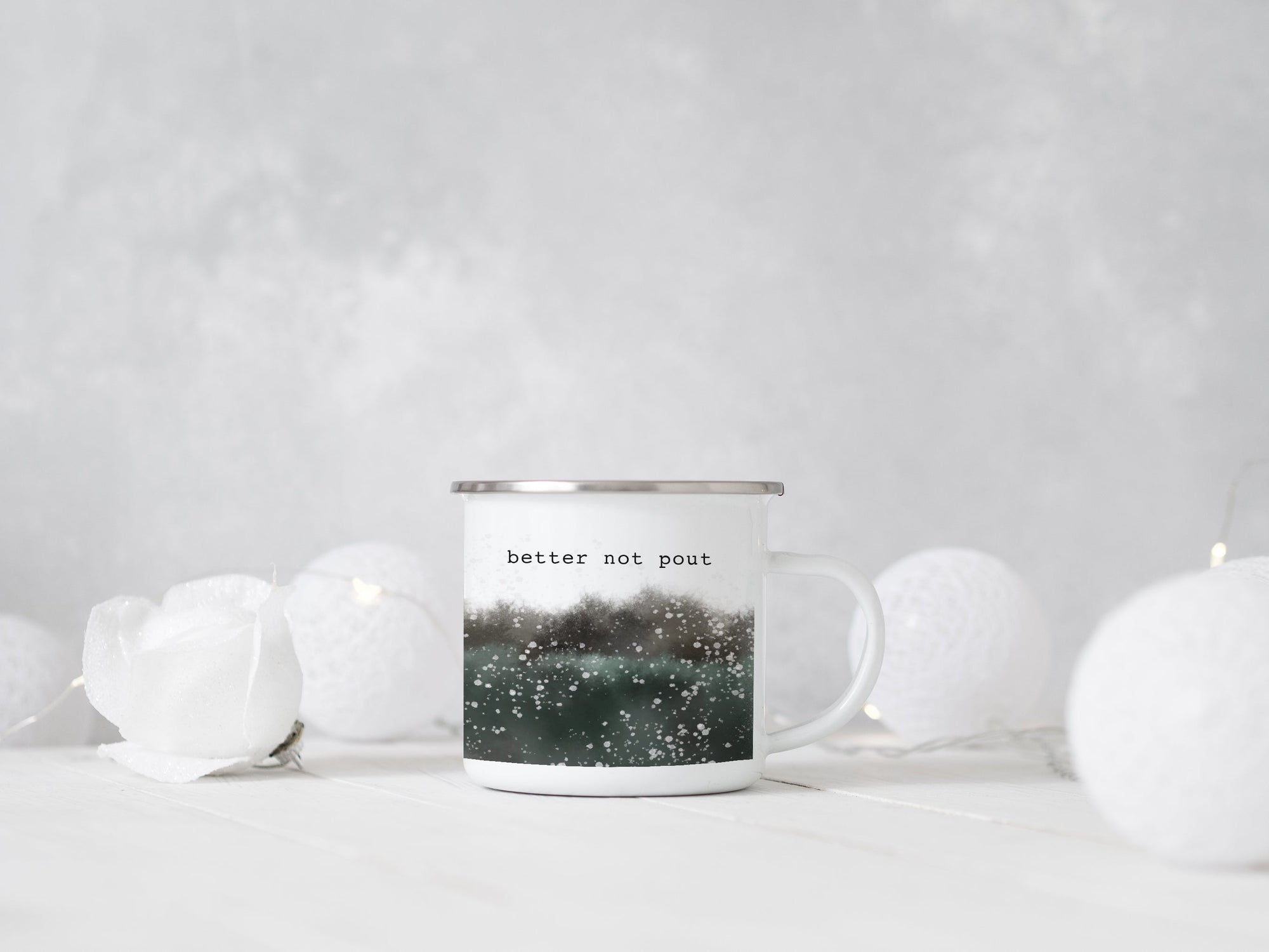 Christmas Camping Mug | Festive Trees | Better Not Pout | Grey & Green