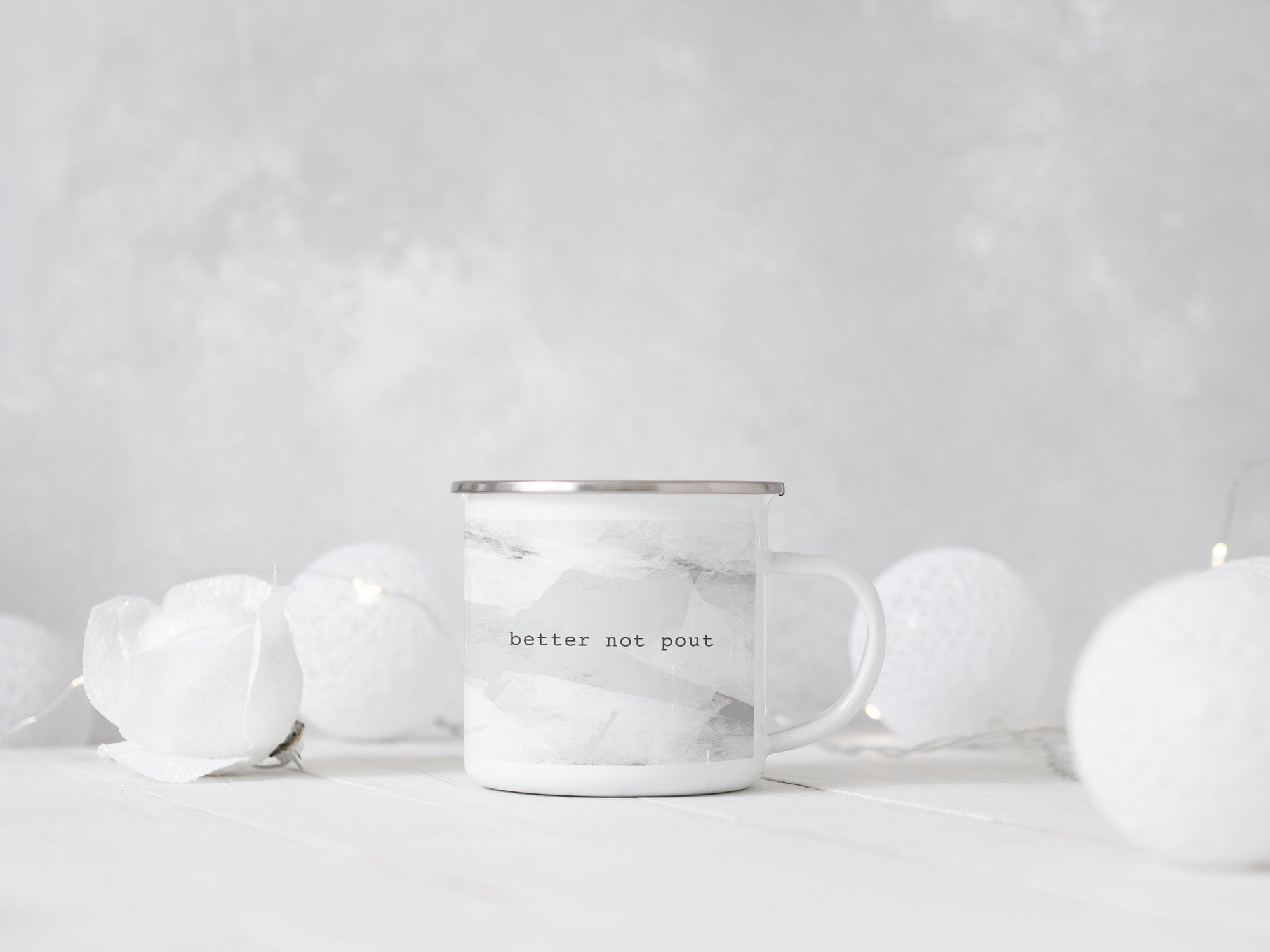 Christmas Camping Mug | Ice Abstract Design | Better Not Pout | Grey