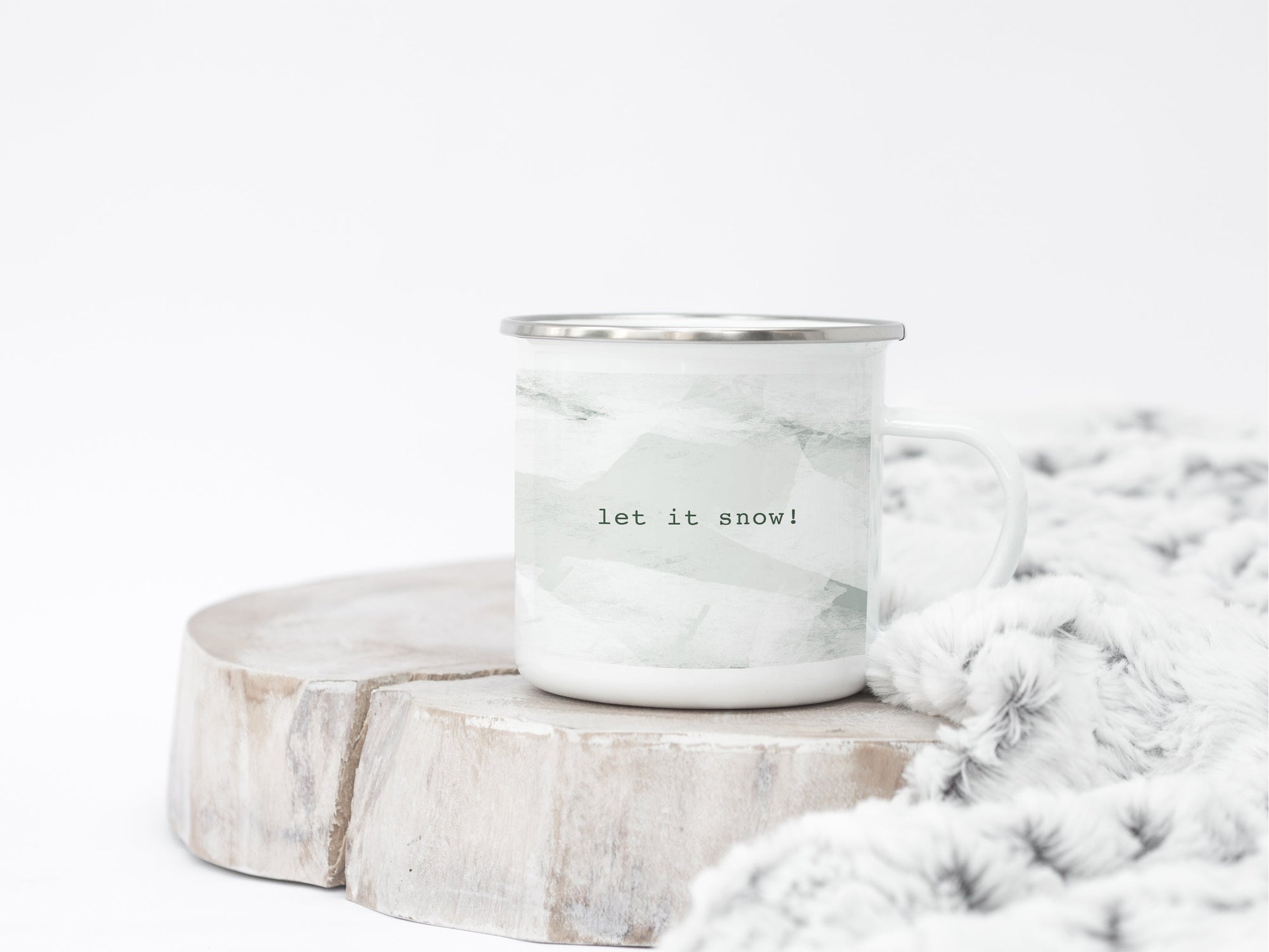 Christmas Camping Mug | Ice Abstract Design | Let it Snow | Green