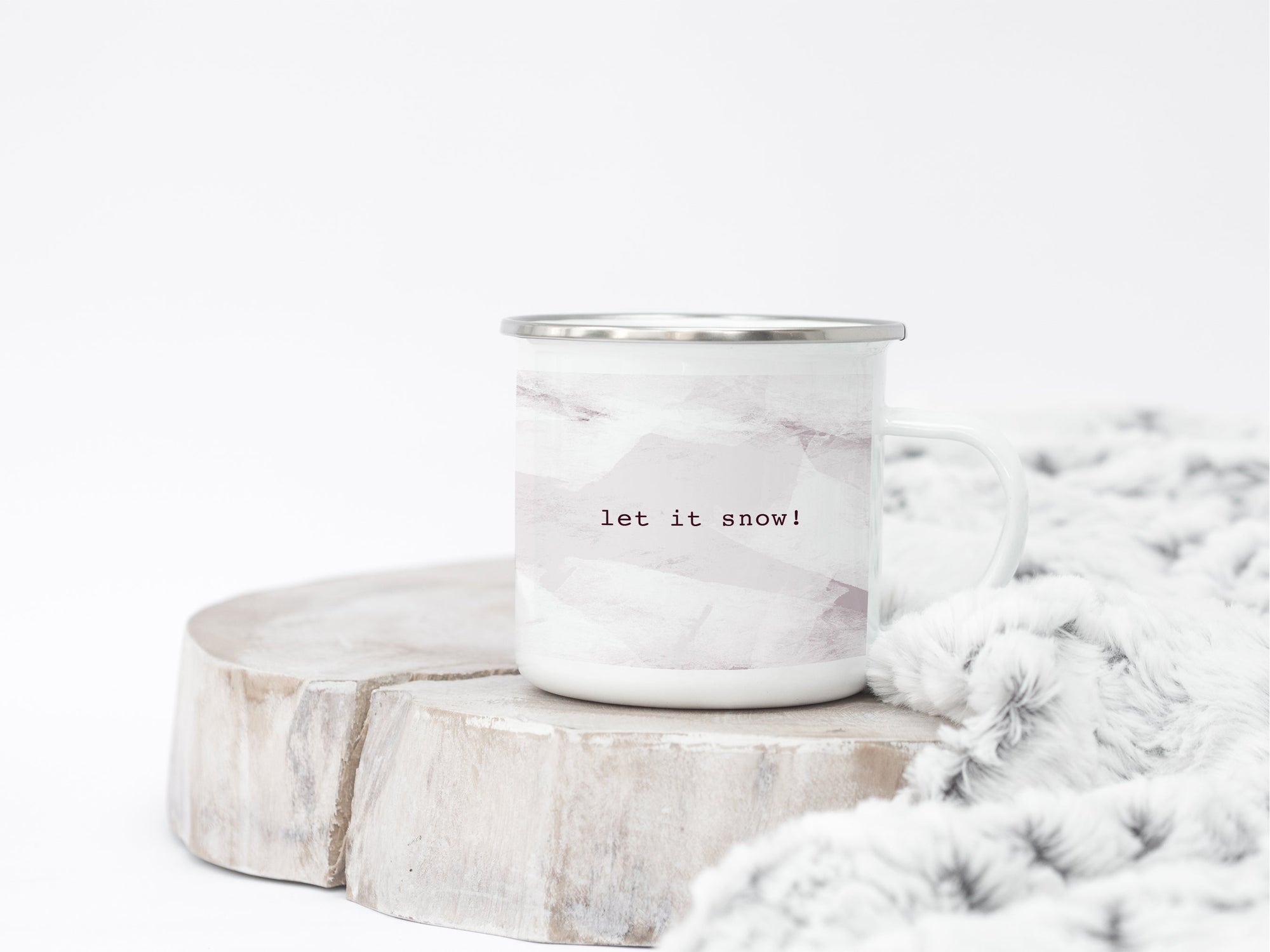 Christmas Camping Mug | Ice Abstract Design | Let it Snow | Pink